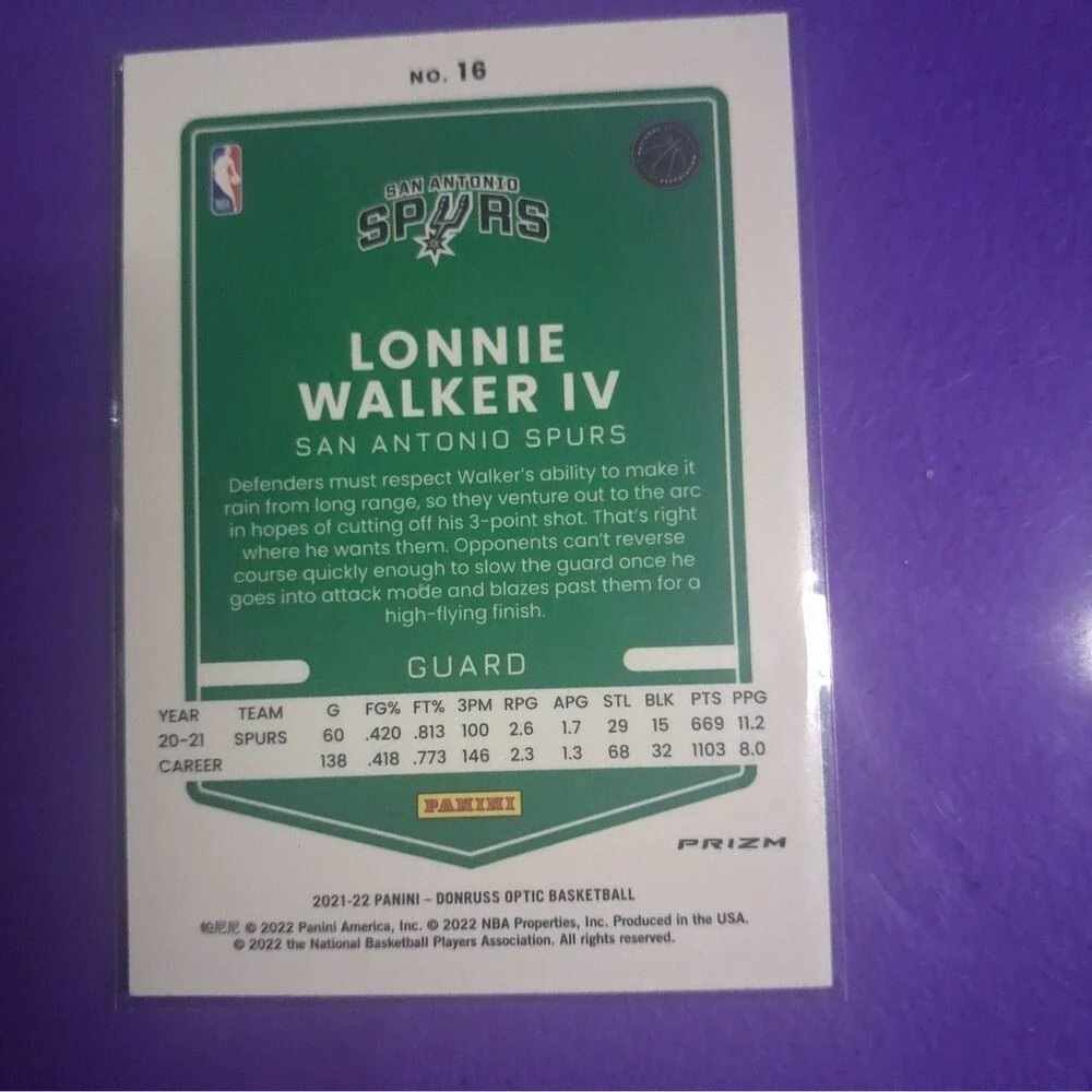 2021-22 Panini Donruss Optic - Lonnie Walker IV #16 Blue Velocity Prizm
